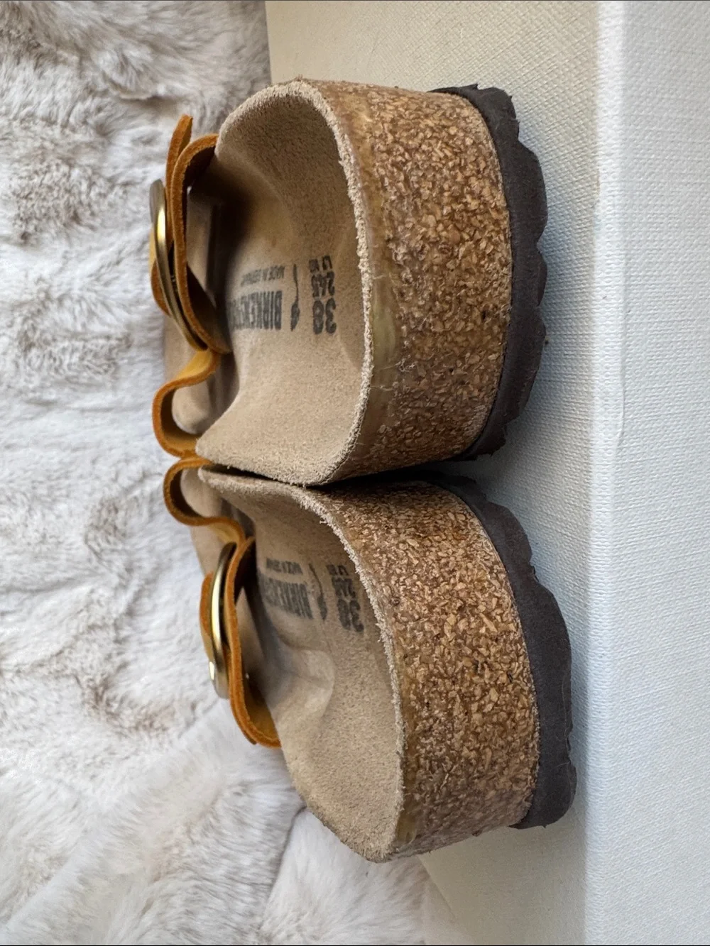 Birkenstock Women's Mustard Madrid Single Buckle Sandals in Leather       Sz 38